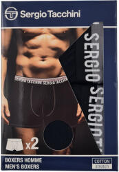 Global Licence Srl Sergio Tacchini férfi pamut boxeralsó - 2 db/csomag - fekete fehér felirattal - L