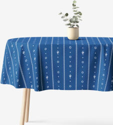 Goldea față de masă 100% bumbac - folclor albastru - ovală 120 x 200 cm Fata de masa