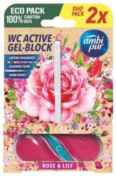 Ambi Pur aktív WC illatosító gél blokk Rose & Lily 2x45g