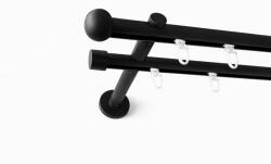  Rennes fekete színű 2 rudas belsősínes fém karnis szett (19 mm) - 240 cm