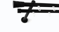  Paris fekete színű 2 rudas belsősínes fém karnis szett (19 mm) - 160 cm