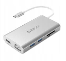 ORICO Dokkoló állomás Orico Hdmi Vga RJ45 USB3.0 Tf/sd C (ADS3-SV)