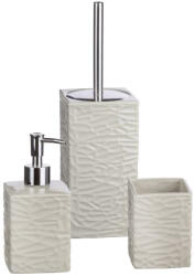 AdTrend Set baie dispenser sapun, pahar periute dinti, perie toaleta ceramica bej (66376A)
