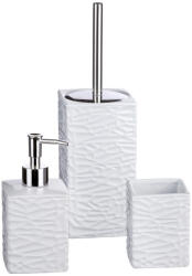 AdTrend Set baie dispenser sapun, pahar periute dinti, perie toaleta ceramica alba (66376C)
