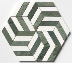 Settimo Mozaic Windmill Waterjet marmura alba Snow White - marmura Verde Tia, 29, 9x34, 52x1 cm (TK005)