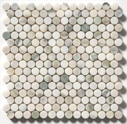 Settimo Mozaic Penny rotund marmura alb-verde Calacatta Green, 29x30x1 cm (TK009)