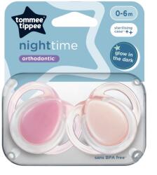 Tommee Tippee Suzeta ortodontica de noapte care lumineaza in intuneric pentru 0-6 luni Transparent/Roz, 2 bucati, Tommee Tippee