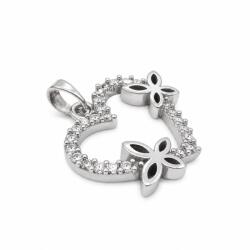 Flippy Pandantiv din Argint 925, Model Inima cu Fluturi, Bijuterie Decorativa cu Design Romantic, Greutate 1.75 g, Argintiu (116732)