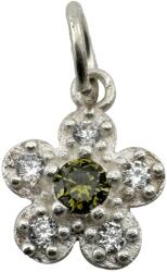 Jolie Silver Pandantiv din Argint 925, Jolie Silver, pentru Dama, Model Floare Cu Pietre de Zirconiu Cubic, 1 x 1 cm, 0.9 g, Argintiu/Verde inchis (125537)