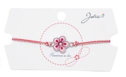 Flippy Martisor tip Bratara Traditionala cu Pandantiv, Jolie, Model Floare, Snur Impletit Alb/Rosu, Dimensiune Pandativ Aprox 2 cm, Ambalaj cu Design (134954)