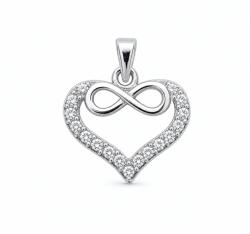 Flippy Pandantiv din Argint 925, Model Inima cu Simbol Infinit, Decor cu Zirconii, Greutate 1 g, Argintiu (06634)