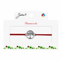 Jolie Martisor tip Bratara cu Pandantiv Metalic, Jolie, Snur Textil Rosu, Model Copacul Vietii Elegant, Dimensiune Reglabila, Nod Dublu, Ambalata Individual (165757)