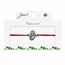 Jolie Martisor tip Bratara cu Pandantiv Metalic, Jolie, Snur Textil Rosu, Model Inima Eleganta, Dimensiune Reglabila, Nod Dublu, Ambalata Individual (165758)