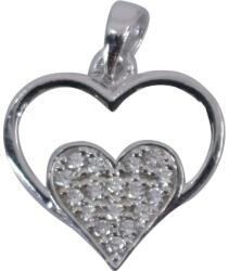 Flippy Pandantiv, Jolie Silver, Argint 925, Model Inima in Inima, Pietre Zirconiu, 20 x 15 mm, 1.2 g (06690)