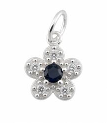 Jolie Silver Pandantiv din Argint 925, Jolie Silver, pentru Dama, Model Floare Cu Pietre de Zirconiu Cubic, 1 x 1 cm, 0.9 g, Argintiu/Bleumarin (125544)