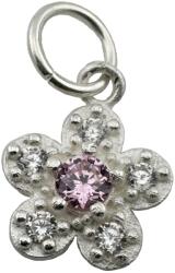 Jolie Silver Pandantiv din Argint 925, Jolie Silver, pentru Dama, Model Floare Cu Pietre de Zirconiu Cubic, 1 x 1 cm, 0.9 g, Argintiu/Roz (125541)
