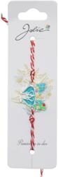 Jolie Martisor Bratara Snur Alb-Rosu, Jolie, Pandantiv Metalic, Model Fluture Pietre si Email (122880)