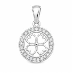 Jolie Silver Pandantiv din Argint 925, Jolie Silver, pentru Dama, Model Trifoi cu Pietre de Zirconiu Cerc, 1 x 1 cm, 1 g, Argintiu (126072)