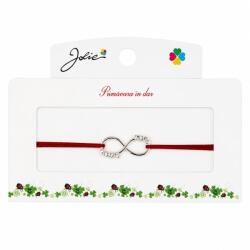 Jolie Martisor tip Bratara cu Pandantiv Metalic, Jolie, Snur Textil Rosu, Model Infinit, Dimensiune Reglabila, Nod Dublu, Ambalata Individual (165749)