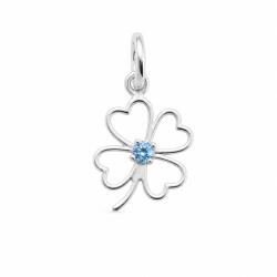 Flippy Pandantiv din Argint 925, Jolie Silver, Model Trifoi cu Piatra Albastra Centrala, Design Conturat, Greutate 0.7 g, Argintiu (05130)