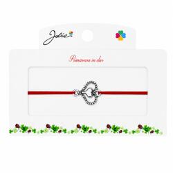 Jolie Martisor tip Bratara cu Pandantiv Metalic, Jolie, Snur Textil Rosu, Model Inima Stilizata, Dimensiune Reglabila, Nod Dublu, Ambalata Individual (165753)
