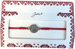 Jolie Martisor tip Bratara cu Pandantiv Metalic, Jolie, cu Snur Textil Rosu Impletit, Model Fata Zambitoare, Dimensiune Reglabila, Ambalata Individual (165742)