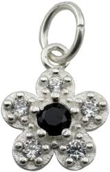 Jolie Silver Pandantiv din Argint 925, Jolie Silver, pentru Dama, Model Floare Cu Pietre de Zirconiu Cubic, 1 x 1 cm, 0.9 g, Argintiu/Negru (125539)