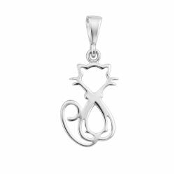 Flippy Pandantiv din Argint 925, Model Pisica Conturata, Bijuterie Decorativa cu Design Delicat, Greutate 1.1 g, Argintiu (06638)