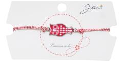 Flippy Martisor tip Bratara Traditionala cu Pandantiv, Jolie, Model Bufnita, Snur Impletit Alb/Rosu, Dimensiune Pandativ Aprox 2 cm, Ambalaj cu Design (134957)