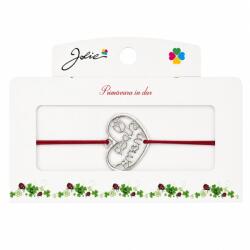 Jolie Martisor tip Bratara cu Pandantiv Metalic, Jolie, Snur Textil Rosu, Model Inima Super Mama, Dimensiune Reglabila, Nod Dublu, Ambalata Individual (165746)