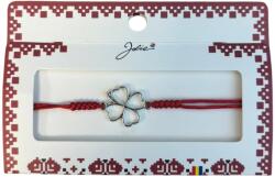 Jolie Martisor tip Bratara cu Pandantiv Metalic, Jolie, cu Snur Textil Rosu Impletit, Model Trifoi cu Patru Foi, Dimensiune Reglabila, Ambalata Individual (165739)
