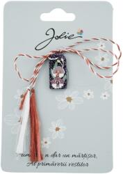 Flippy Martisor Traditional din Acril, Jolie, Model Orhidee, cu Snur Impletit Alb/Rosu, Pandantiv 2 cm, Albastru/Alb (134845)