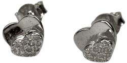 Flippy Cercei Tip Stud din Argint 925, Jolie Silver, Model Inimă Dublă cu Zirconii Albe, Finisaj Lucios, 1, 2 g, Argintiu (13329)