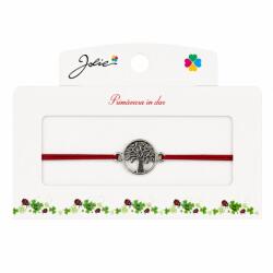 Jolie Martisor tip Bratara cu Pandantiv Metalic, Jolie, Snur Textil Rosu, Model Pomul Vietii Traditional, Dimensiune Reglabila, Nod Dublu, Ambalata Individual (165745)