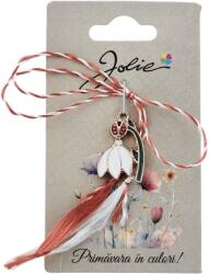 Flippy Martisor Traditional, Jolie, Model Ghiocel cu Buburuza, cu Snur Impletit Alb/Rosu, Pandantiv 2 cm, Rosu/Alb (134864)