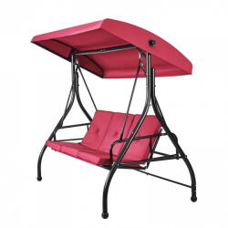 VivaTechnix Leagan pentru gradina, 3 locuri, Rabatabil, Vivatechnix Rosu/Negru, Otel, 1850×1170×1770 mm, max 340 kg, Perne detasabile (TJQQ72INX47IGWKC9V0) Balansoar bebelusi