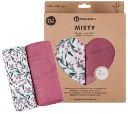 Petite&Mars Petite&Mars, Misty, set de invelitori din muselina de bambus, Pink Meadow, 120x120 cm, 2 buc