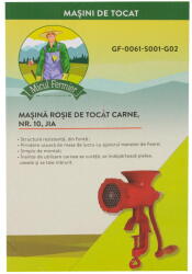 Micul Fermier Masina de Tocat Carne Manuala, GF-0061-S001-G02 Nr. 10 rosie, 1 kg/min, Rosu (GF-0061-S001-G02) - pcone Masina de tocat manual
