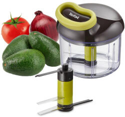 Tefal Tocator manual 5-Second K1320404, baza aderenta, maner ergonomic, suport lame, recipient 900 ml, plastic (K1320404) Masina de tocat manual