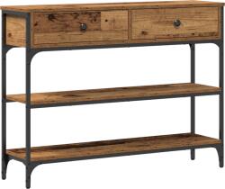 vidaXL Konzol Asztal Régi Fa 100x25x75 cm Mérnöki Fa és Acél (863511)