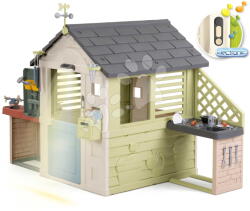 Smoby Căsuță cu lampă deasupra intrării Jolie Playhouse Life Smoby extensibilă cu 3 ferestre și 2 jaluzele cu filtru UV de la 24 luni (SM810312-A) Casuta pentru copii
