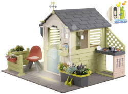 Smoby Căsuță cu bucătărie pe pardosea Jolie Playhouse Life Smoby extensibilă cu 3 ferestre și 2 jaluzele cu filtru UV, de la 24 luni (SM810312-F) Casuta pentru copii