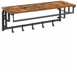Vasagle Fali ruhafogas akasztókkal és polccal, fekete 80x30x27cm (LCR102B01) - mono-shop