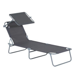 Outsunny Összecsukható napozóágy, 4 pozícióba állítható háttámlával, strand nyugágy, szürke (84B-001GY)