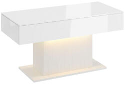 HomCom Dohányzóasztal tárolóval, LED magasfényű, modern, 2 fiókkal és távirányítóval, fehér (83B-849V90WT)