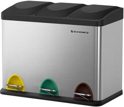SONGMICS Szelektív szemeteskuka 3x15L, ezüst (LTB45L) - vasbutor