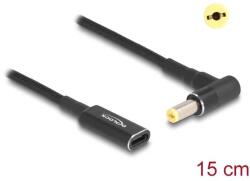 Delock Adapter Kábel for Laptop Charging Kábel USB Type-C Anya to Acer 5, 5 x 1, 7 mm Apa 90° Szögben 0, 15m Fekete 60038 (60038)