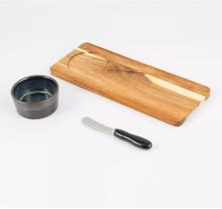 Excellent Houseware Tálalókészlet 3 részes, Kiváló Háztartási cikk, kerámia/bambusz, 30x12x1, 2 cm, barna (KO-278000720M)