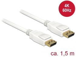 Delock DisplayPort kábel - 4K 60Hz - 1, 5m - Fehér (85509)