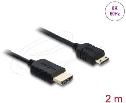 Delock Koaxiális High Speed HDMI kábel HDMI dugó - Mini HDMI dugó 8K 60 Hz 2 m (81685) - pepita